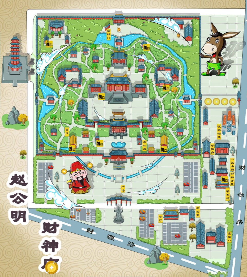 陈巴尔虎寺庙类手绘地图